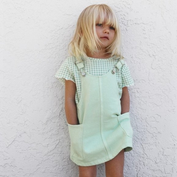 Zara Other - ZARA TODDLER GIRLS BASIC SERGED PINAFORE MINT GREEN DRESS 2-3 years